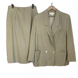 Vintage Christian Dior Tan 2 pc Rayon Skirt Suit
